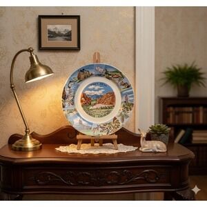 Vintage Collectible Souvenir Plate Pikes Peak State of Colorado Landmarks 10inch